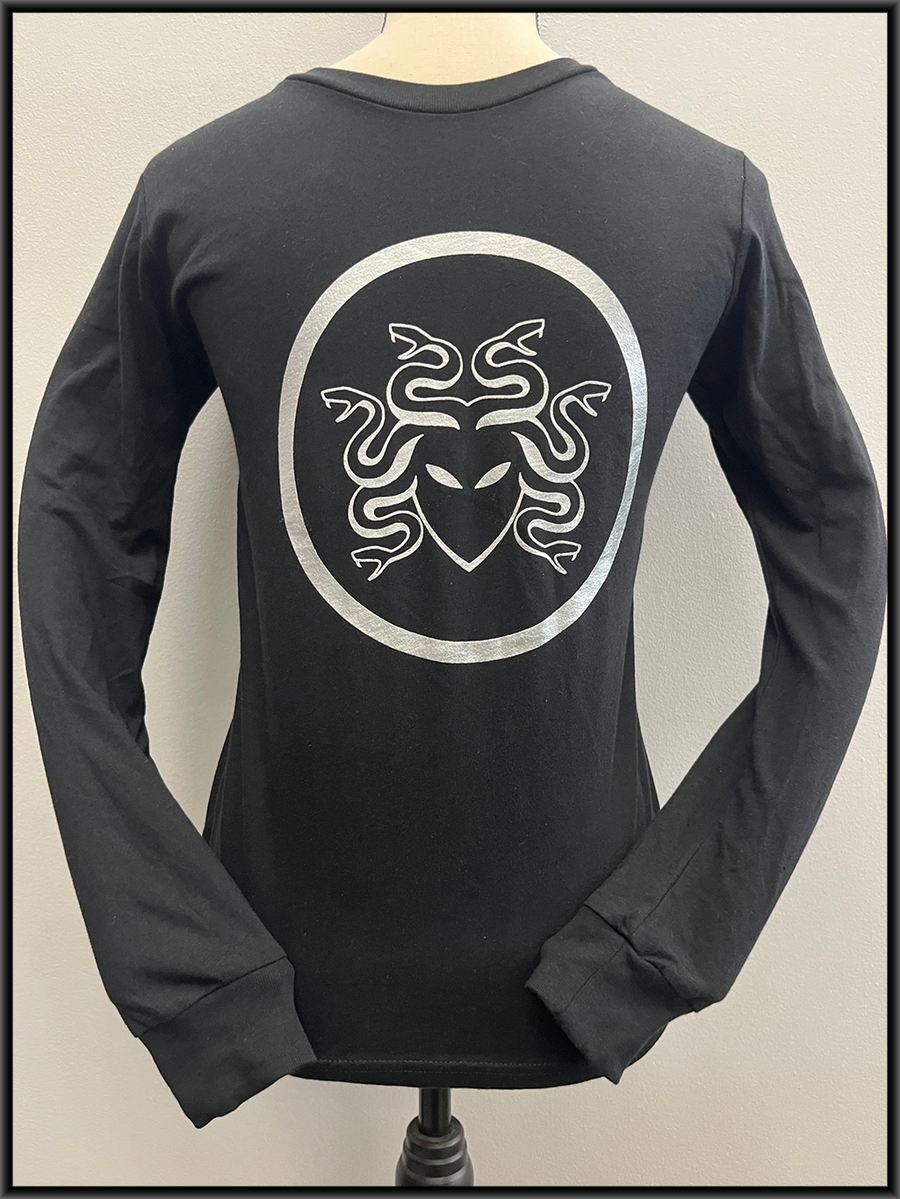 Long-Sleeve Medusa Shirt, Black & Silver